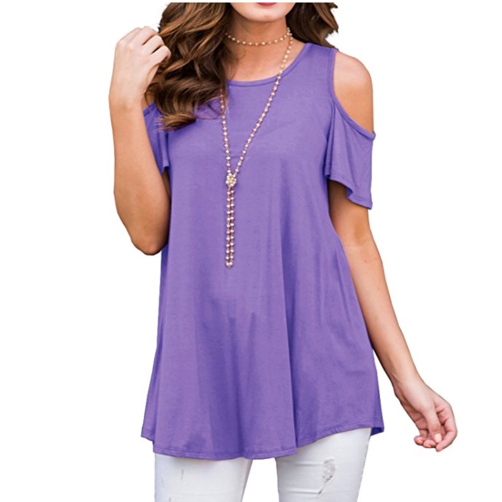 Beautiful women short sleeve cold shoulder top - Picture 3 of 8